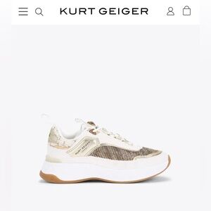 NEW! Kurt Geiger White and Gold Sneakers Sz. 38